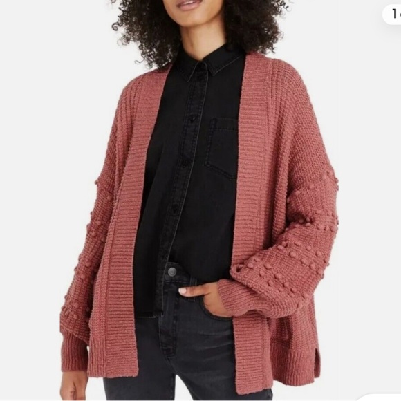 Madewell Bobble Cardigan Sweater in dusty rose color. Size small. Oversize - Picture 1 of 10